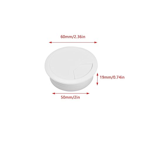 4 Pack Office Desk Grommet 2'' Round Cable Hole Caps Cover Organizer Stopper Cord Hider Buckle for Computer Desk Executive Standing Table Desktop PC Gaming Desks (White)