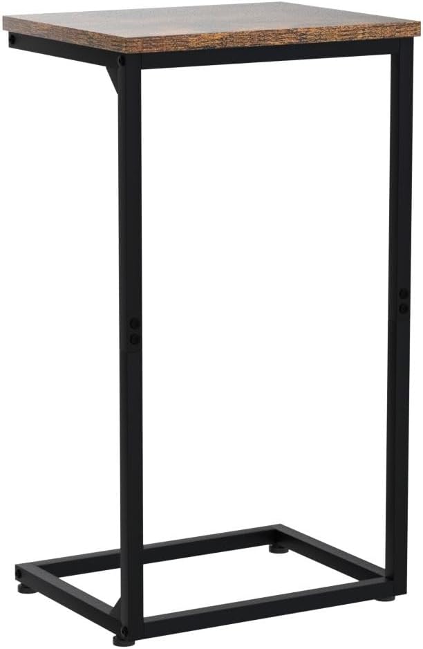 AMHANCIBLE C Shaped End Tables Set of 2, Couch Side Tables that Slide Under, TV Trays for Living Room, Bedroom, Small Space, Sofa, Rustic Brown, HET02BBR