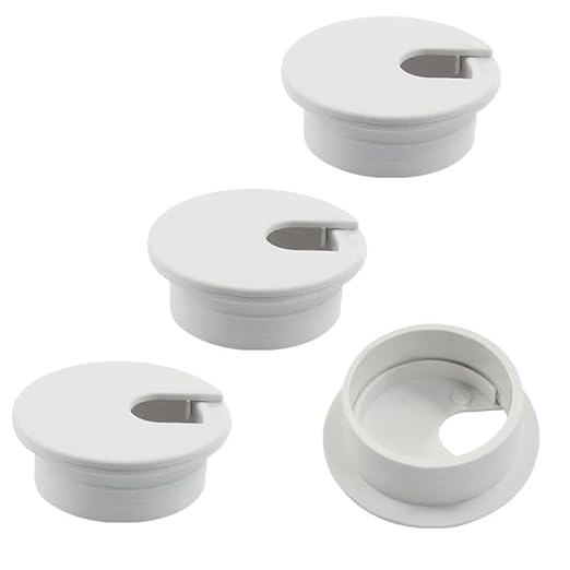 Piutouyar 4 Pcs 1-3/8 Inch White Desk Grommet, Plastic Cable Hole Cover Desk Wire Cord Organizer for Office Equipment, Computer Table