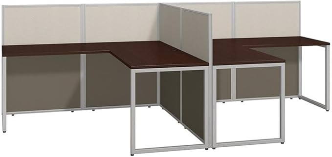 Bush Business Furniture Double Cubicle Desk with Privacy Panels | Easy Office Collection Two Person L Shaped Table | 60Dx120Wx45H