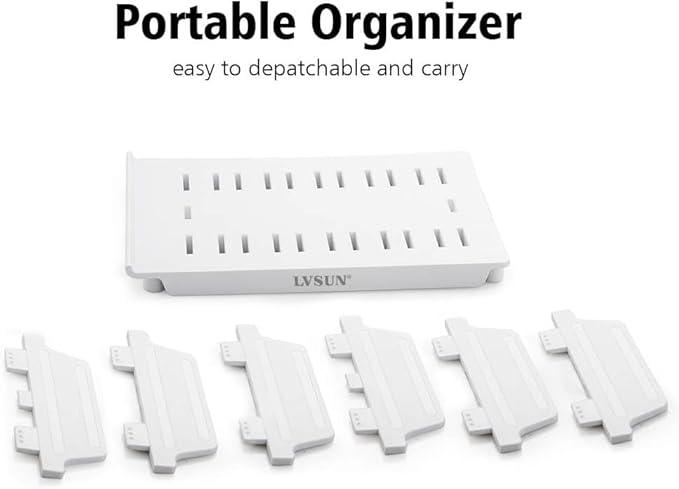 Adjustable Phone Stand Holder Dock Mobile Phone Tablet Organizer Multi Device Universal Desktop Stand Rack for iPhone Samsung Kindle Fire Tablet and Most Electronics Devices-No Charging Port (S-White)