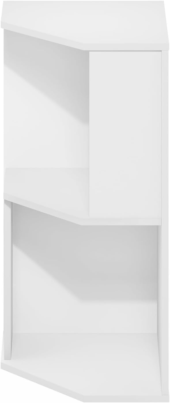 Furinno ECON Corner Shelf, 4-Tier Corner Book Shelf, Storage Shelves, Display Rack, Bookshelf, for Organization and Storage, Living Room, Home Office, Plain White