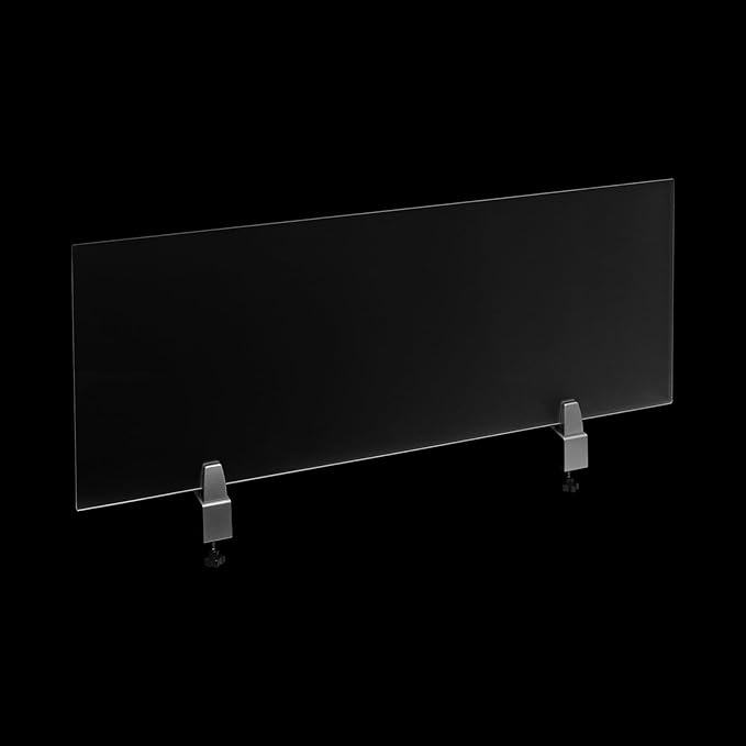 Freestanding Privacy Panel,47” x 18” Counter Desk Divider Acrylic Panels Holder Cubicle Divider for Office,School,Reception,Clamp-on Desk Partition