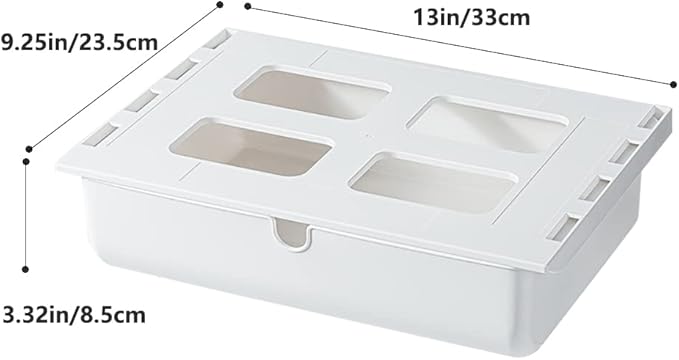 Under Desk Drawer, Large Self-Adhesive Under Desks Organiser, 13x9.2inch Hidden Under Desk Storage Box Cosmetics Case for Storage of Cutlery, Office Supplies, Stationery and Cosmetic (White)