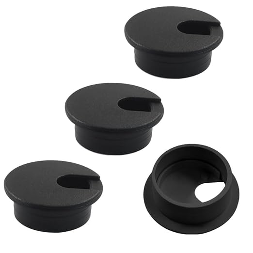 Piutouyar 4 Pcs 1-3/8 Inch Black Desk Grommet, Plastic Cable Hole Cover Desk Wire Cord Organizer for Office Equipment, Computer Table