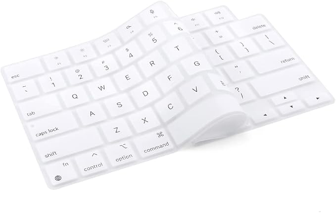 ProElife Keyboard Cover Skin for MacBook Air 13.6 inch 15 inch 2024 2023 2022 M3 M2 Chip A2681 A2941, Ultra Thin Keyboard Protector U.S Enter for 2024-2022 Air 13.6'' 15'' M3 M2 Accessory (White)