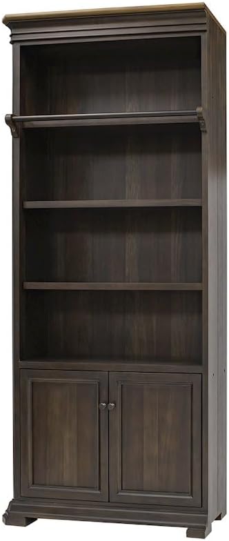 Martin Furniture Sonoma Executive Brown Executive Bookcasem Wall Storage with Wooden Ladder, Shelving Unit, Large Library Furniture, Sturdy Home Office Display Suite