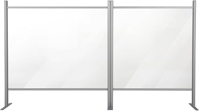 M&T Displays 39.37x39.37 Inch Clear Countertop Cough Barrier Sneeze Guard Desk Divider with Aluminum Bars, Protective Separation Screen Window for Cashiers Workers Employers Customers