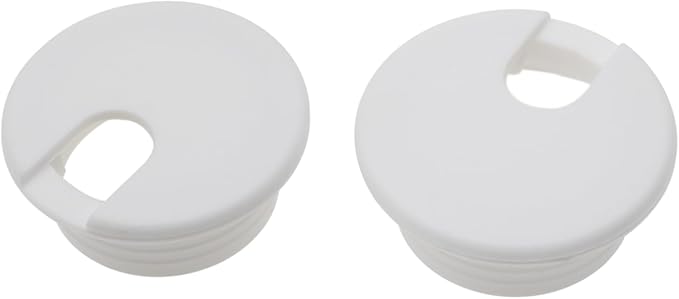 1-1/2 Inch (38 mm) U-Shaped Opening Desk Grommet 2 Pcs ABS Plastic Cable Hole Cover Cable Cord Grommet to Arrange Wires & Cords Through Computer Table/Countertops (White)