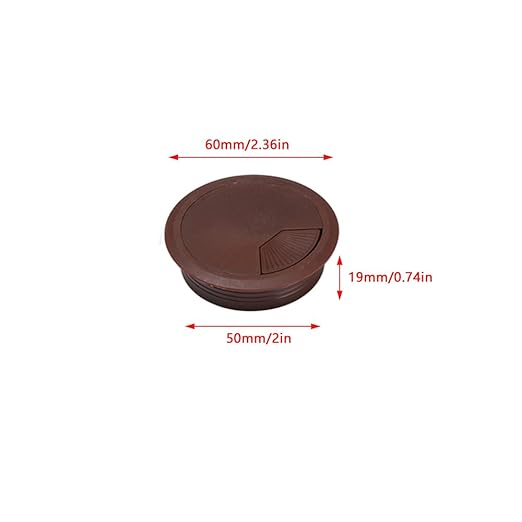 4 Pack Office Desk Grommet 2'' Round Cable Hole Caps Cover Organizer Stopper Cord Hider Buckle for Computer Desk Executive Standing Table Desktop PC Gaming Desks (Brown)