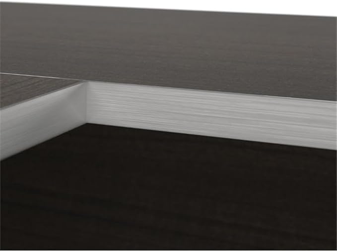 Pemberly Row U-Shaped Computer Desk, Dark Chocolate Finish, 93.6 in x 65 in x 65.9 in, Durable Melamine Surface, Hutch Storage, Lockable File Drawer, Keyboard Tray, Reversible Office Desk