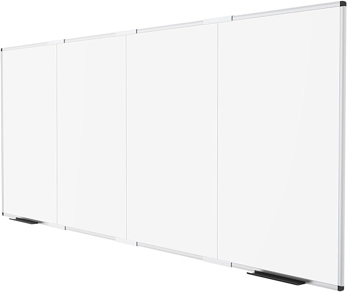 VIZ-PRO Magnetic Dry Erase Board, 120 X 48 Inches, Foldable Wall-Mounted Whiteboard with Silver Aluminum Frame & Marker Tray for School Office and Home 10' X 4'
