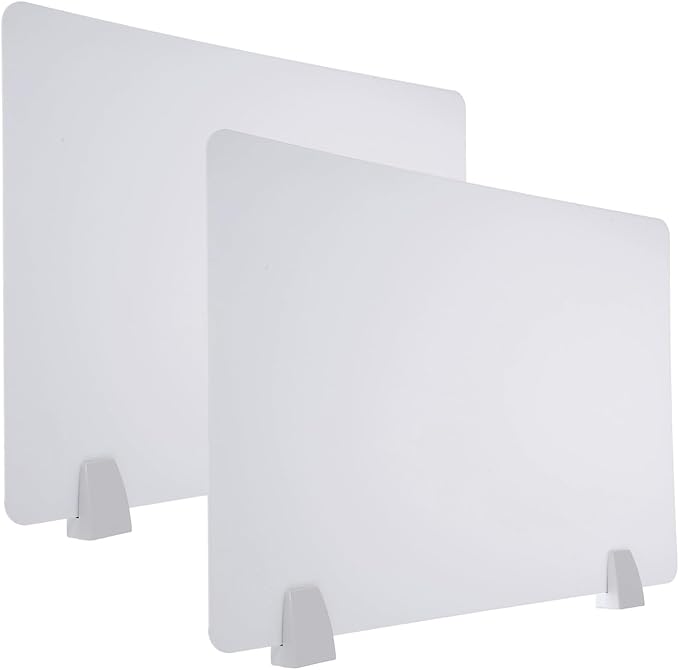 PATIKIL 40x60cm Desk Divider, 2 Sets Desk Privacy Panel Acrylic Office Partition Boards Table Testing Dividers Portable Panel Sneeze Guard Protective Shield for Office Kitchen Sink, White
