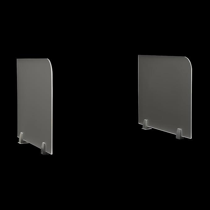 Freestanding Privacy Panel,23” x 18” Counter Desk Divider Acrylic Panels Holder Cubicle Divider for Office,School,Reception,Clamp-on Desk Partition,2 Pack