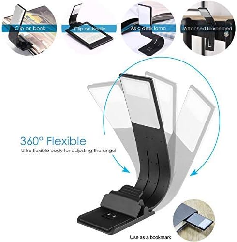Book Light, LED Reading Lamp USB Rechargeable Flexible Night Light 4 Level Brightness 360°Adjustable Clip on Work/Desk/Bed Lights for Amazon Kindle/eBook Reader/Book/iPad
