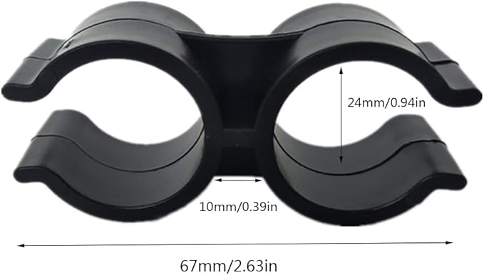 10pcs Black Double Port Pipe Clamps Clips, Hdtyyln 24mm Diameter Plastic Double Line Clamps Shelf Pole Connector Chain Link Fence Panel Clamps Clips, Pipe Linking and Fastening Fastener Accessories