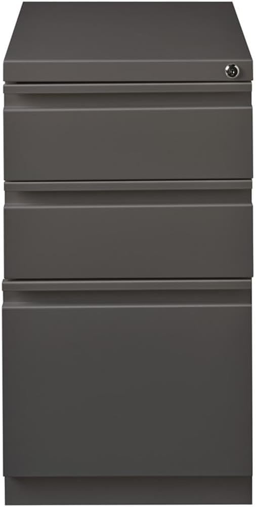 BOWERY HILL 3-Drawer Mobile Metal Filing Cabinet, 20" Depth, Espresso Finish, Durable Commercial Grade with Full Extension Drawers, Locking Storage for Office, Fits Letter-Size Files