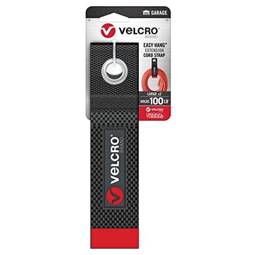 Velcro 18 in. x 2 in. Easy Hang Extension Cord Strap, Bundling Strap with Grommet Hook and Loop (2-Pack) VEL-30749-USA