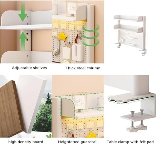 Desk Organizer Shelf, Clamp-On Workstation for Pegboards, Space Saving Storage Solution