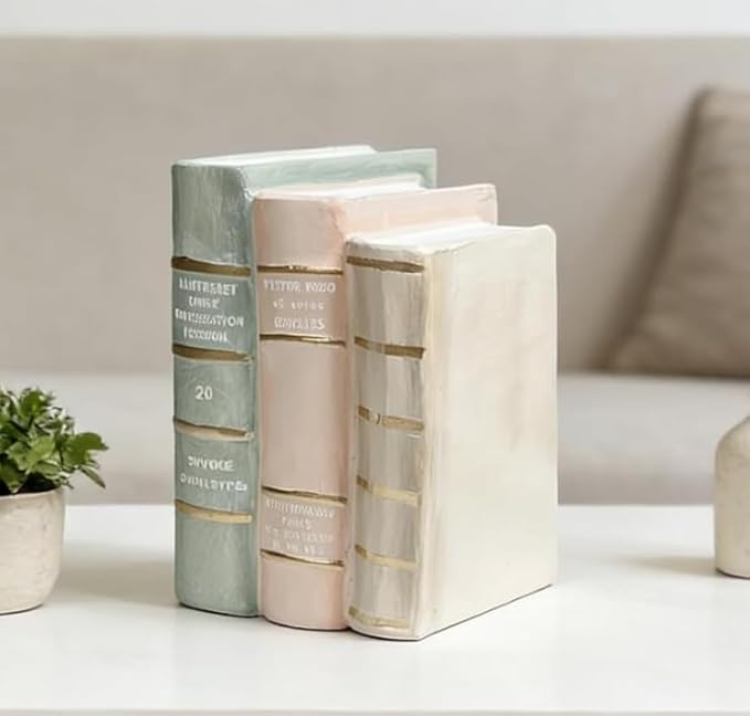Decorative Bookends Coffee Table Books - Resin Fake Book Shelf Decor Home Decor Bookends Decorative Faux Book for Living Room Bedroom Bookshelf Office Gift 5.5 x 4.5 x 7.5 Inch DiliComing