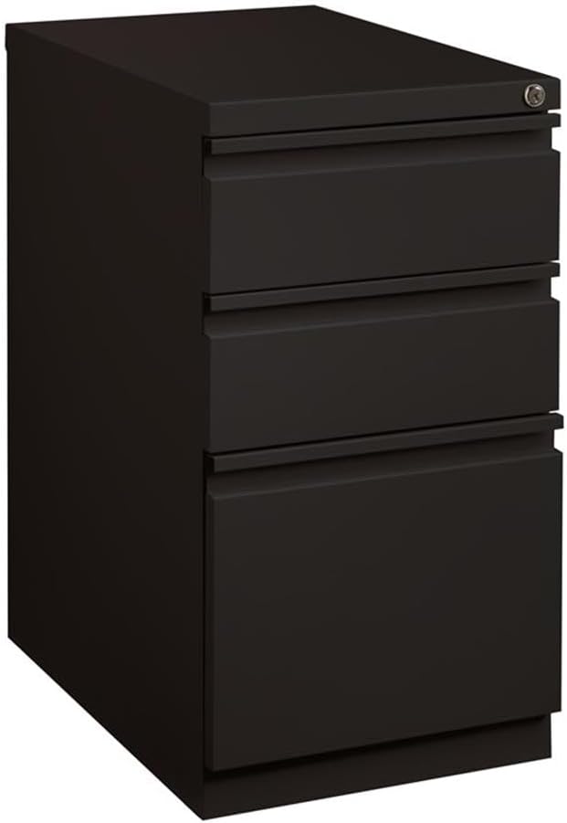 Hirsh 23-in Deep Mobile Metal Pedestal 3-Drawer Box/Box/File Black