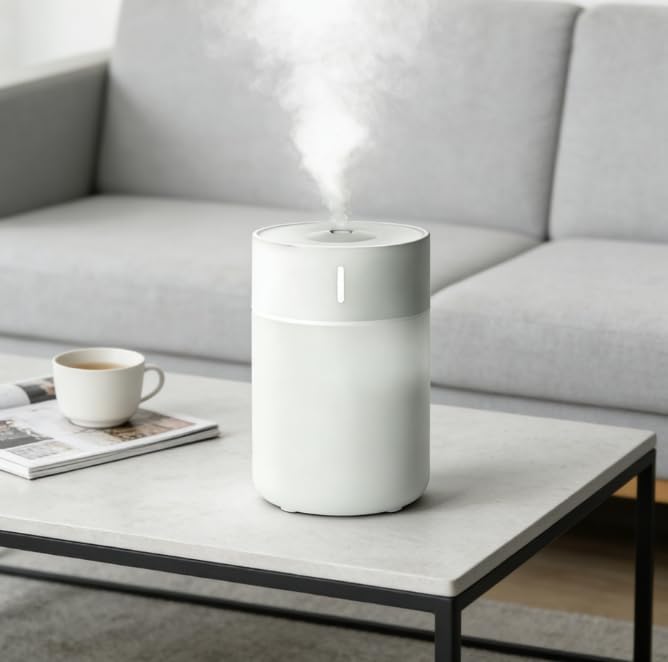Desktop Humidifier with Cool Mist, Compact Design, White