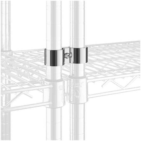 14 Pack! Chrome Post Clamp – Durable, Secure Connection for Wire Shelving Units, Easy to Install, Space-Saving Solution, Heavy-Duty Support Pack