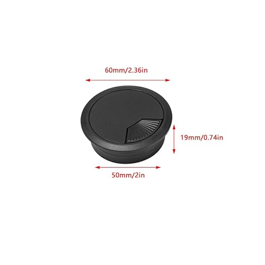 4 Pack Office Desk Grommet 2'' Round Cable Hole Caps Cover Organizer Stopper Cord Hider Buckle for Computer Desk Executive Standing Table Desktop PC Gaming Desks (Black)