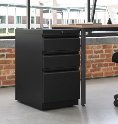 HON Brigade Mobile Pedestal | 2 Box / 1 File Drawer | Radius Pull | 15"W | Black Finish