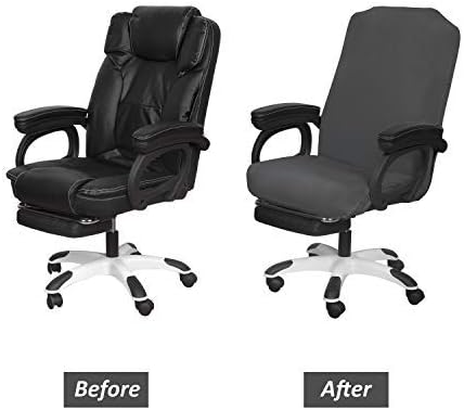 SARAFLORA Office Chair Cover- Medium, Grey- Removable Computer Chair Cover for Office Chair with Zipper for Universal Rotating Chair Desk Chair Cover Chair Seat Washable Protector for Pets