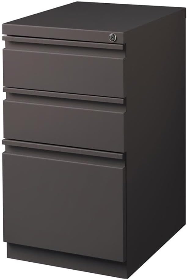 BOWERY HILL 3-Drawer Mobile Metal Filing Cabinet, 20" Depth, Espresso Finish, Durable Commercial Grade with Full Extension Drawers, Locking Storage for Office, Fits Letter-Size Files