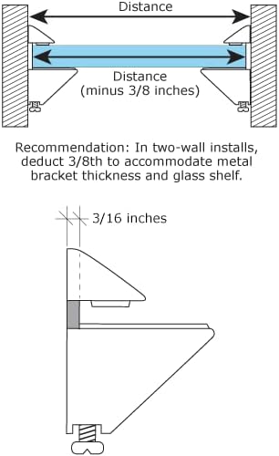 Dulles Glass Floating Shelf Brackets, Adjustable Clamps Heavy Duty, Chrome, For Glass, Wood, Acrylic Wall Mounted Shelf Support. 2 Pack.