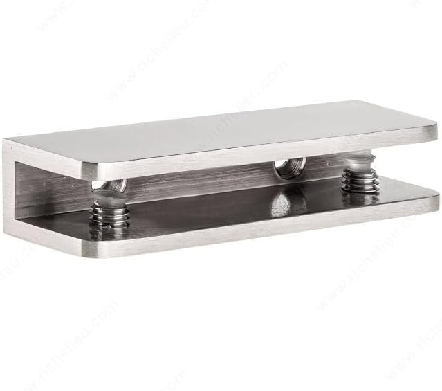 Dulles Glass Floating Shelf Brackets, Rectangular Clamps Heavy Duty, Polished Nickel, for Glass, Wood, Acrylic Wall Mounted Shelf Support. 1 Piece