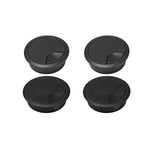 4 Pack Office Desk Grommet 2'' Round Cable Hole Caps Cover Organizer Stopper Cord Hider Buckle for Computer Desk Executive Standing Table Desktop PC Gaming Desks (Black)