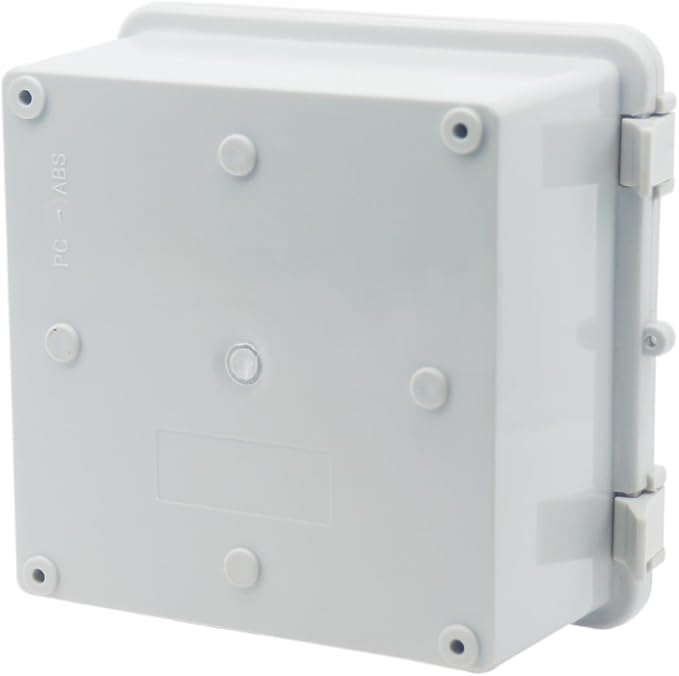 Junction Box, Hinged Cover IP67 Waterproof ABS Project Box with 2 NPT 1/2" Cable Gland, Electrical Box Enclosure with Mounting Plate & Wall Bracket 5.9 x 5.9 x 3.5inch(150x150x90mm)