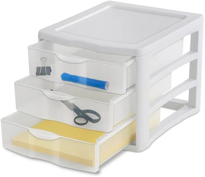 White Desktop Drawer, 3 Drawer Clear Plastic Countertop Drawer