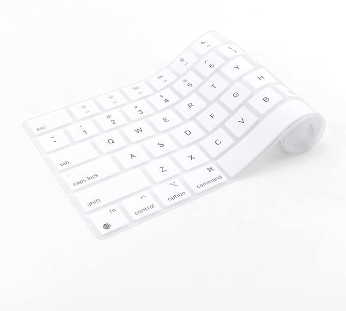 ProElife Keyboard Cover Skin for MacBook Air 13.6 inch 15 inch 2024 2023 2022 M3 M2 Chip A2681 A2941, Ultra Thin Keyboard Protector U.S Enter for 2024-2022 Air 13.6'' 15'' M3 M2 Accessory (White)