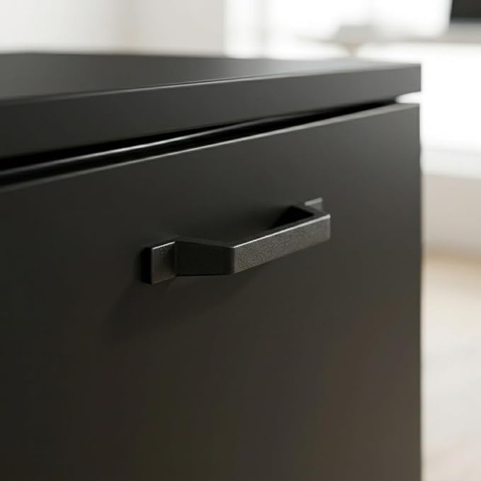 2 Drawer File Cabinet with Lockable Wheels, Rolling Filing Cabinet for Home Office, Wooden Mobile File Cabinet with Printer Stand, Under Desk Storage Organizer, Ink Black