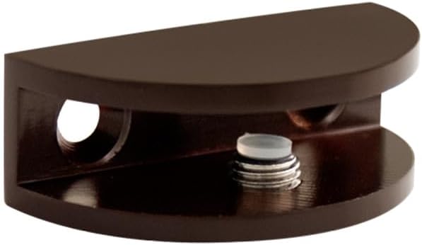 Dulles Glass Floating Shelf Brackets, Rounded Clamps Heavy Duty, Oil Rubbed Bronze, for Glass, Wood, Acrylic Wall Mounted Shelf Support. 1 Piece.