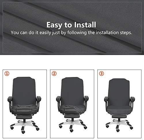 SARAFLORA Office Chair Cover- Medium, Grey- Removable Computer Chair Cover for Office Chair with Zipper for Universal Rotating Chair Desk Chair Cover Chair Seat Washable Protector for Pets