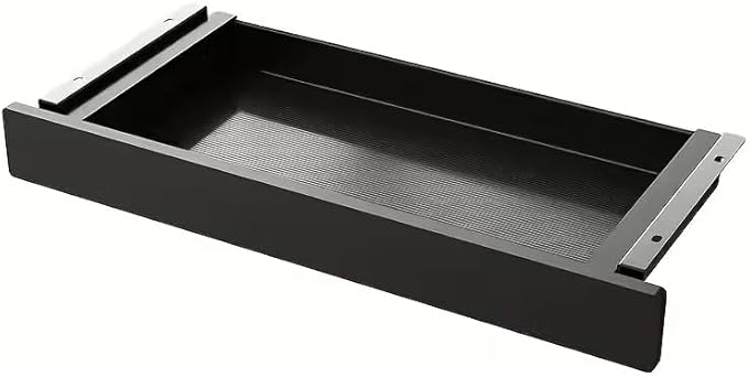 Under Desk Mounted Sliding Drawer to Pull Out, Attachable Desk Pencil Drawer with Ball-Bearing Slides, Metal and Plastic Storage Drawer (Black)