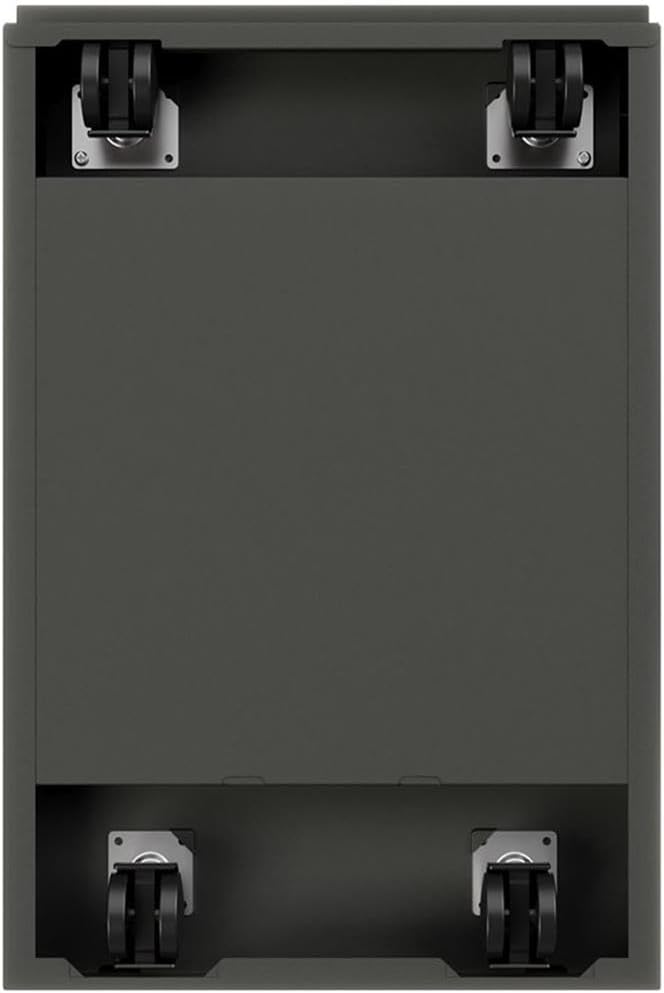 Pemberly Row 20" Metal Mobile Pedestal Filing Cabinet, Charcoal Finish, 2 Drawers, Letter-Size File Compatible, Ball-Bearing Suspension, Lock Included, Hidden Casters, Contemporary Office Storage Unit