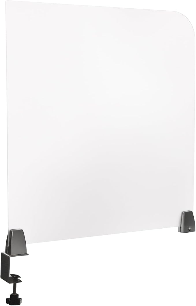 Freestanding Privacy Panel,23” x 22 ” Counter Desk Divider Acrylic Panels Holder Cubicle Divider for Office,School,Reception,Clamp-on Desk Partition,2 Pack