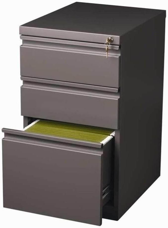 BOWERY HILL 3-Drawer Mobile Metal Filing Cabinet, 20" Depth, Espresso Finish, Durable Commercial Grade with Full Extension Drawers, Locking Storage for Office, Fits Letter-Size Files