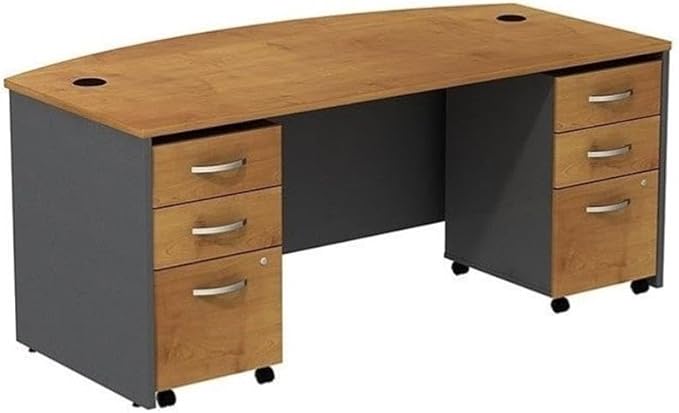 Bush Business Furniture Series C 72W Bowfront Shell Desk with (2) 3-Drawer Mobile Pedestals