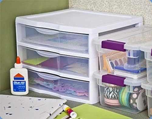 New Sterilite White & Clear Countertop 3-Drawer Desktop Storage Unit (2 Pack)