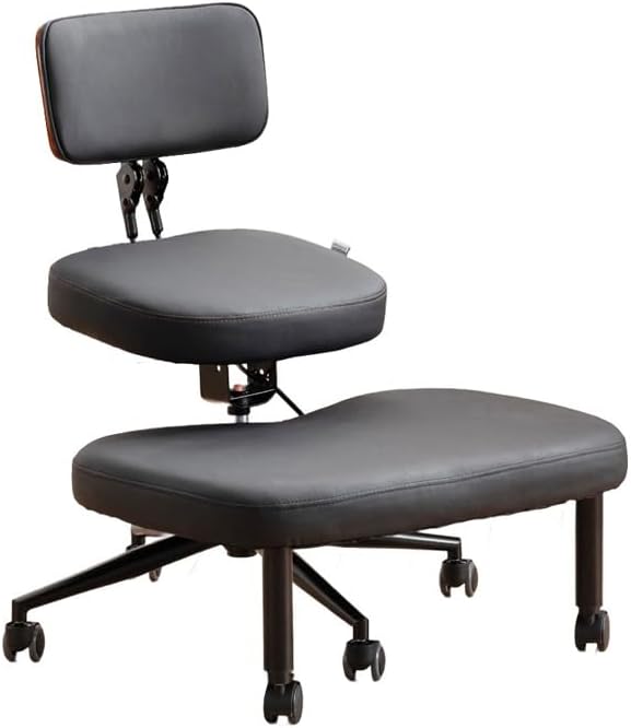 Cross Legged Chair with Wheels,Kneeling Desk Chair Ergonomic for Home and Office, Seat Angle Adjustable, Black