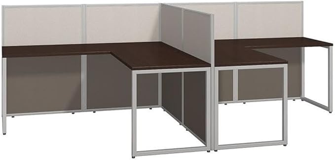 Bush Business Furniture Double Cubicle Desk with Privacy Panels | Easy Office Collection Two Person L Shaped Table | 60Dx120Wx45H