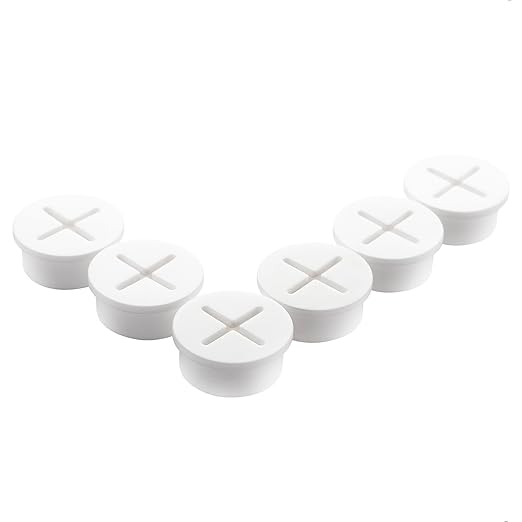 keenkee 6 PCS Flexible Silicone Cable Cord Grommet 1 Inch White Grommets in Desk, Table, and Other Furnitures for Hole Cover, Cable Management, Wire Organizer, Cable Pass Through
