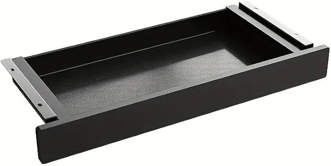 Under Desk Mounted Sliding Drawer to Pull Out, Attachable Desk Pencil Drawer with Ball-Bearing Slides, Metal and Plastic Storage Drawer (Black)